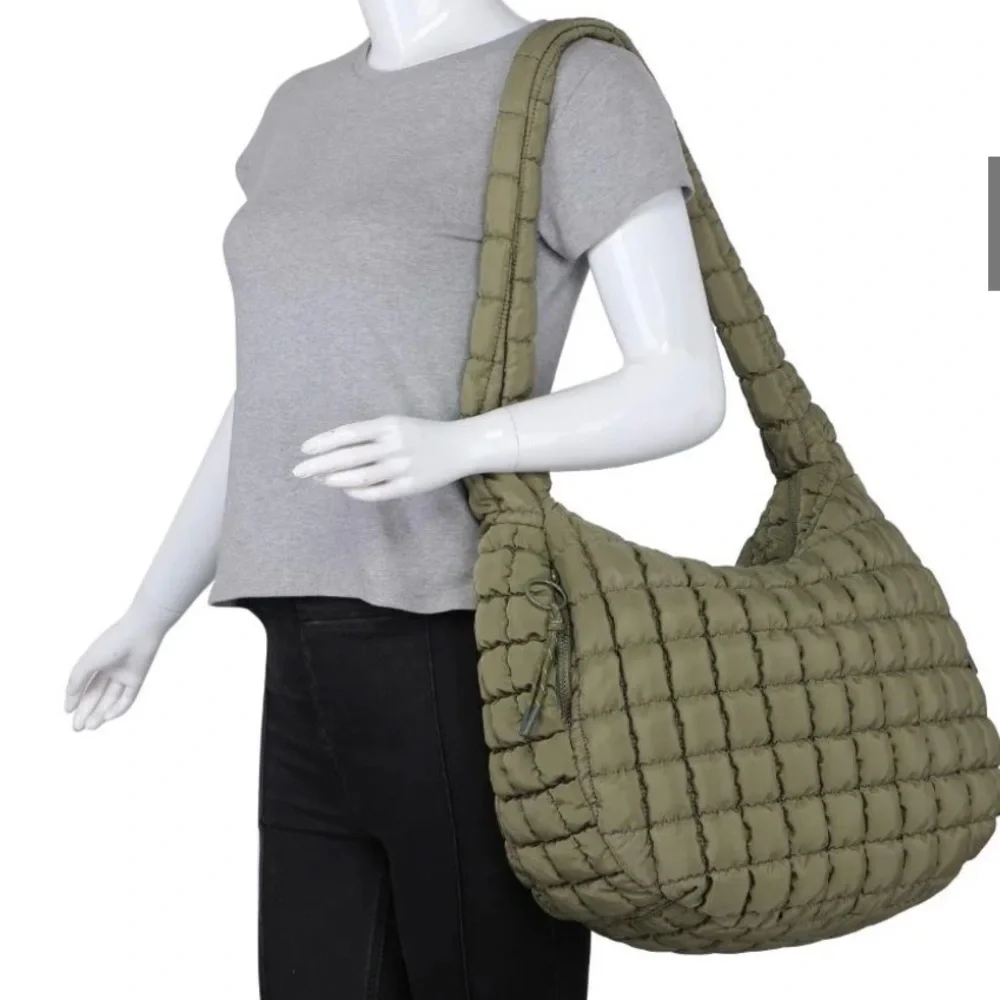 Urban Expressions Tamsin Quilted Puffer Tote Bag Green - Picture 3 of 7